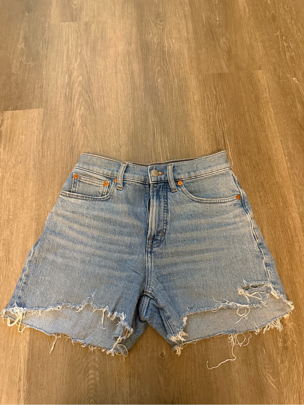 Madewell Light Wash Distressed Jean Shorts